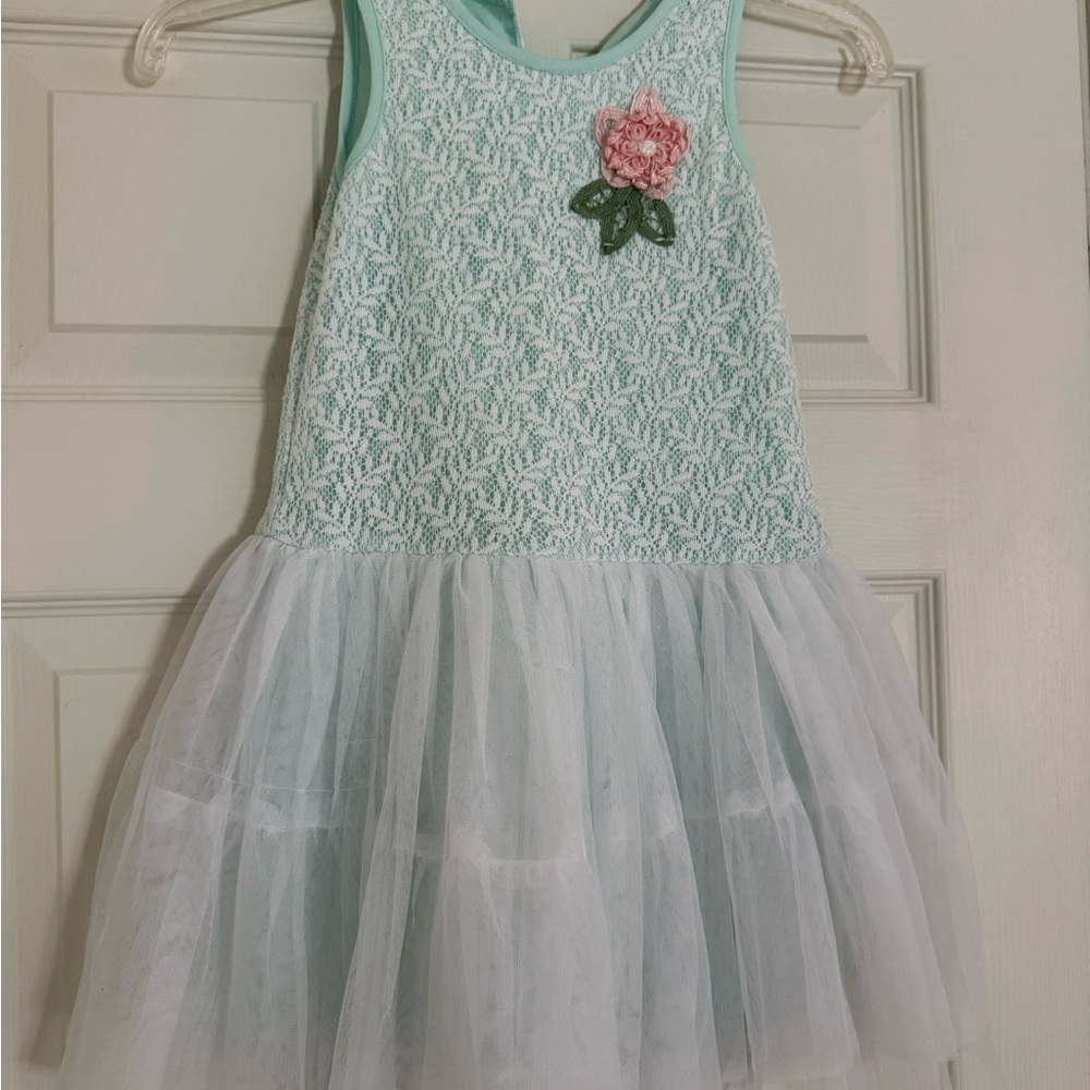 Pippa & Julie Light Green Dress with Lace Detail